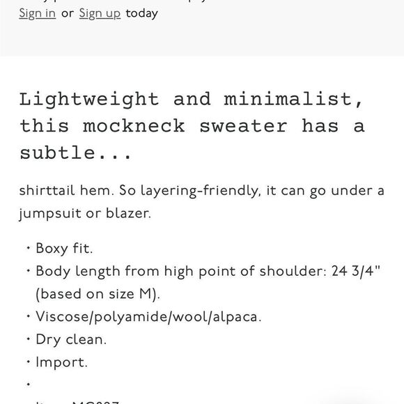 Madewell Wool Blend Mockneck Sweater XS - Picture 4 of 11